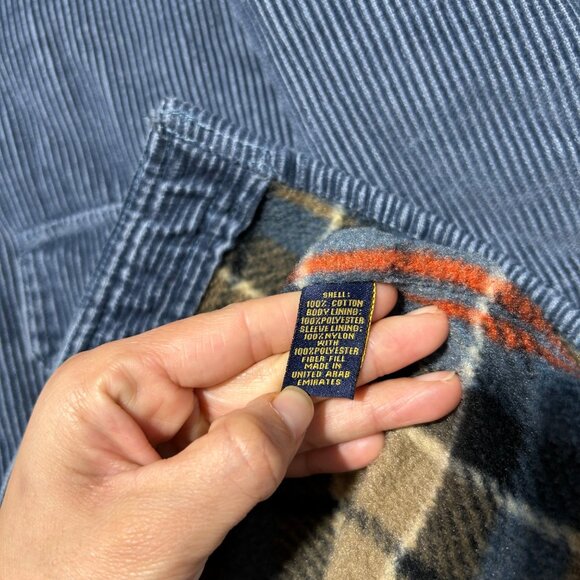 Club Room XXL Blue Corduroy Shirt With Plaid Fleece Lining Button-Up Long Sleeve - Picture 5 of 9